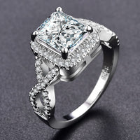 1.5 Carat Princess Cut Halo engagement Ring with an Infinity Style Band Adorned with Side Stones Tibetan Silver Eng078