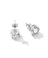 Round 6 Prong Low Profile Stud Earrings Set in Sterling Silver for Sensitive Ears, White or Yellow Gold Color Platinum Plated Available in 4mm/5mm/6mm/7mm EAR005