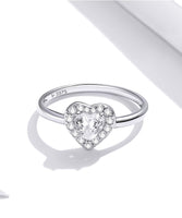6mm - 0.74 carat Heart Shaped Halo Engagement Ring Platinum Plated Sterling Silver Eng076