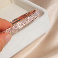 Hinged Bangle Bracelet Featuring Pave Set Stones Available in Silver, Yellow Gold & Rose Gold Color BR002 In Stock