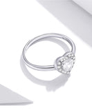 6mm - 0.74 carat Heart Shaped Halo Engagement Ring Platinum Plated Sterling Silver Eng076