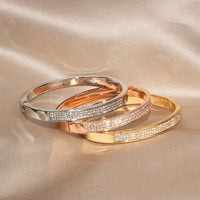Hinged Bangle Bracelet Featuring Pave Set Stones Available in Silver, Yellow Gold & Rose Gold Color BR002 In Stock