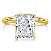 4 Carat Radiant Cut Solitaire Engagement Ring Featuring a Hidden Halo Set In Sterling Silver, Gold or Silver Plated Eng084