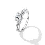7mm - 1.13 carat Petite Heart Shaped Engagement Ring Featuring a Twisted Vine Band with Milgrain Accents Set in Sterling Silver Eng080