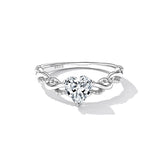 7mm - 1.13 carat Petite Heart Shaped Engagement Ring Featuring a Twisted Vine Band with Milgrain Accents Set in Sterling Silver Eng080