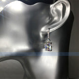 4ctw Emerald Cut Drop Earrings, Ear Hook accented with Pave Style Stones EAR006