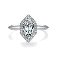 1.25 CaratHalo Set Duchess Marquise Solitaire Engagement Ring Featuring a Knife Edge Sterling Silver Band   Eng064