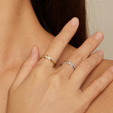 Double Layer Knot Wedding Band Featuring Round Prong Set Stones in Sterling Silver  Available in White or Yellow WB006