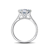 3 Carat Cathedral Style Petite Engagement Ring with Shared Prong Side Stones on the Band and Surprise Diamond Bridge Under the Basket, Set in Sterling Silver Eng051 In Stock