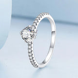1 Carat Petite Round Engagement Ring with Pave Side Stones in East West Petal Setting Solid Sterling Silver Eng014