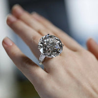 Six Carat Round Classic Three Stone Solitaire Engagement Ring with Baguette Side Stones Set in Sterling Silver Eng062