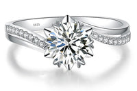 6.5mm Round Bypass Engagement Ring with Heart Prongs and Pave Side stones Eng002 In Stock