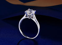 2 Carat Round Cathedral Solitaire With Tapered Band Plated in 18k White Gold Eng059 In Stock