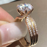 4 Carat Round Engagement Ring with Side Stones Set in Triple Row Split Shank Eng061 In Stock