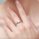 engagement ring round double shank band and infinity scallop