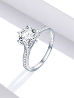 2 Carat Round Engagement Ring with Pave Trellis Prongs and Bead Set Side Stones Eng017