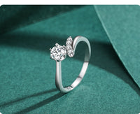 .50ct Round Engagement Ring with Four Asymmetrical Side Stones Set in .925 Sterling Silver Eng038