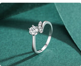 asymmetric side stone four and round engagement ring silver 