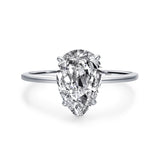 3ct Carat Pear Cut Solitaire Engagement Ring in Solid Sterling Silver. 12x8mm Sol005