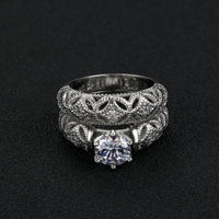 1.0 Carat Antique Art Deco Style Wedding Set with Round Center Stone and Side Stone Accents WS013