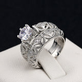 1.0 Carat Antique Art Deco Style Wedding Set with Round Center Stone and Side Stone Accents WS013
