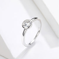 Modern Bezel Set Round Solitaire Engagement Ring Set in Solid Sterling Silver Eng010