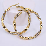 Twisted Hoop Earrings with Lever clasp and CZ stones.  Available in 30mm and 40mm ear001