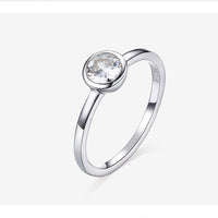 Modern Bezel Set Round Solitaire Engagement Ring Set in Solid Sterling Silver Eng010
