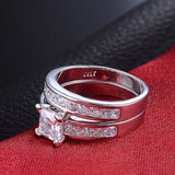 Wedding set with channel set princess cut and side stones 