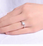 6.5mm Round Bypass Engagement Ring with Heart Prongs and Pave Side stones Eng002 In Stock