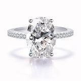 4ct Oval Engagement Ring with Shared Prong Pave Style Side Stones Set in Sterling Silver Eng071