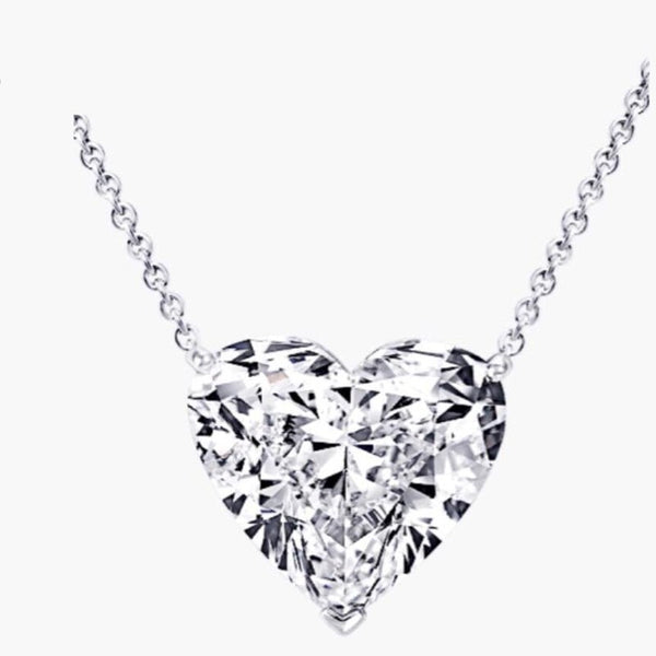 6.5 Carat Floating Heart Necklace with Cable Chain Sterling Silver Pend001