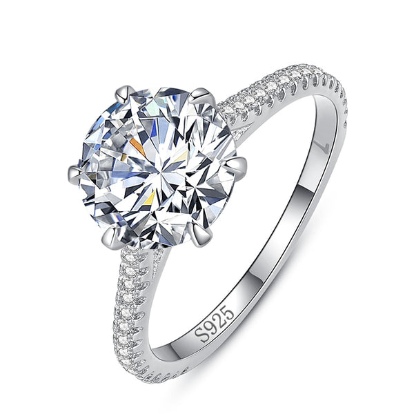3 Carat Cathedral Style Petite Engagement Ring with Shared Prong Side Stones on the Band and Surprise Diamond Bridge Under the Basket, Set in Sterling Silver Eng051 In Stock