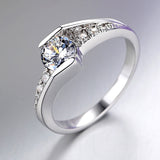 .50 Carat Round Bypass Style Engagement Ring with Graduating Side Stones Set in White Gold Color Eng032 In Stock