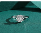 2 Carat Round Cathedral Engagement Ring with Vintage Floral Halo Design in Sterling Silver Eng053 In Stock