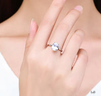 3ct Carat Oval CZ Solitaire Engagement Ring with Low Profile in 925 Sterling Silver Sol002