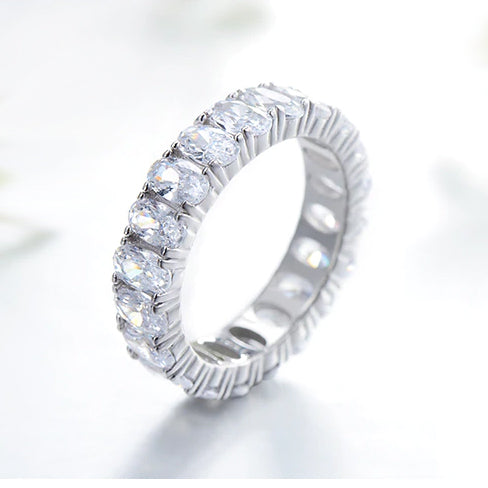 5x3mm Oval Eternity Band with Solid Sterling Silver Mounting Available in Sizes 5-8 Wed002