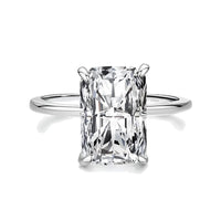 6 Carat Radiant Solitaire Engagement Ring with Low Profile in Solid Sterling Silver 925. Sol001