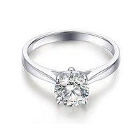 2 Carat Round Cathedral Solitaire With Tapered Band Plated in 18k White Gold Eng059 In Stock