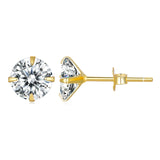 Round Brilliant Cubic Zirconium 4 Prong Martini Stud Earrings with Tension Clasp, available in Multiple Stone Sizes Ear002