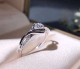 1 Carat Round Engagement Ring Modern Bypass Semi-Bezel Style With Side Stones Set in Sterling Silver Eng025
