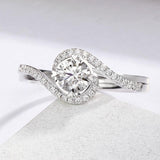 6mm Round Brilliant Swirl Bypass Engagement Ring with Pave Set Side Stones Eng001 In Stock