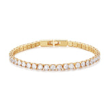 4mm Round Tennis Bracelet with Security Clasp Available in White Yellow and Rose BR001