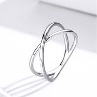 Crisscross Double Band Right Hand Fashion Ring Sterling Silver Platinum Plated RHR003