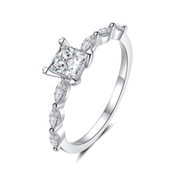 5mm Petite Princess Cut Engagement Ring with East/West Set Marquise Side Stones eng004 In Stock