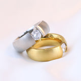 1 Carat Modern Tension Set Engagement Ring in Stainless Steel with Rhodium or Yellow Gold Plating Eng029