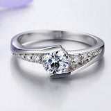 .50 Carat Round Bypass Style Engagement Ring with Graduating Side Stones Set in White Gold Color Eng032 In Stock