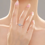 1 Carat Round Engagement Ring with Marquise and Pear Cut Side Stones Sterling Silver Eng057
