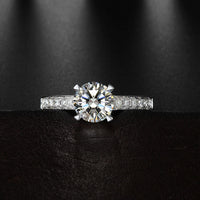1.5 Carat Round Engagement with Channel Set Side Stones Set in Sterling Silver Eng024