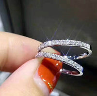 3 Carat Cushion Halo Engagement Ring and Wedding Band Set with Pave Side Stones in Sterling Silver. WS003